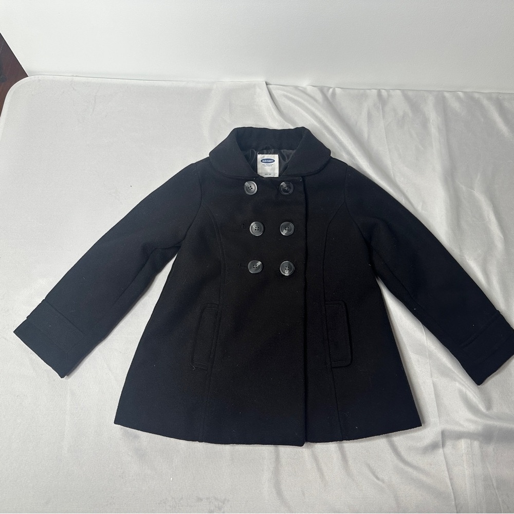 Old Navy Girls Black Peacoat Coat Size 5T Double Breasted Winter